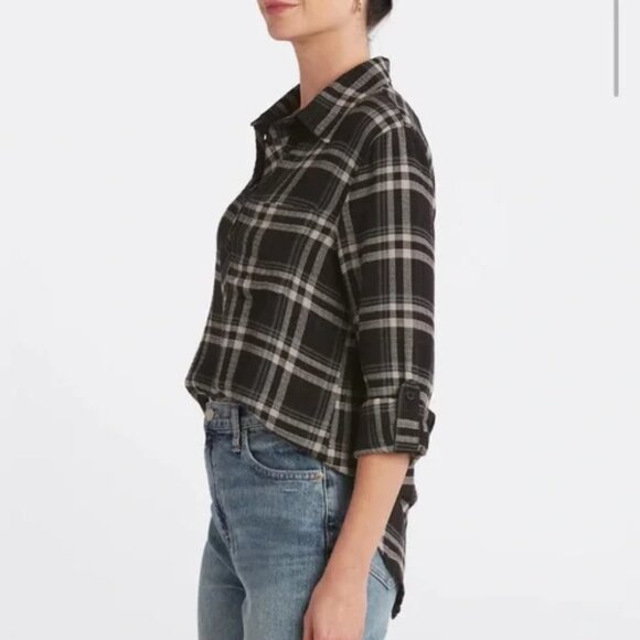 Cosmic Blue Love Maci Relaxed Plaid Top Women's Size L - Picture 2 of 10